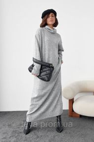 В'язане плаття oversize з високим горловиним кольором сірий розмір M FL_000905
