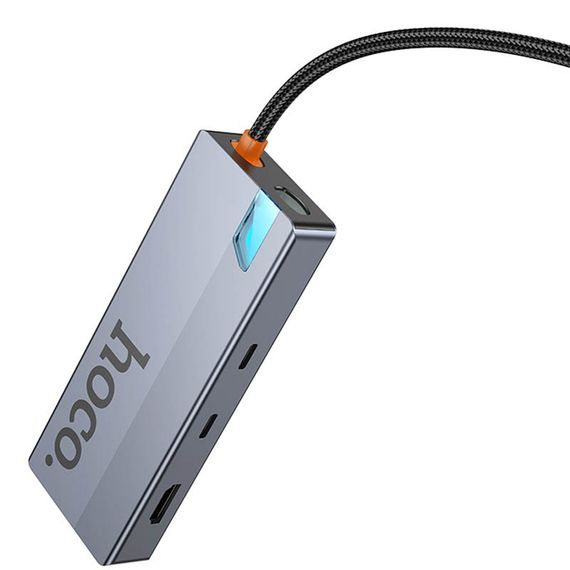 Переходник HUB Hoco HB52 Wow 8in1 (Type-C to HDTV+RJ45+SD/TF+PD+Type-C3.0+2xUSB3.0) Deep space gray | Зображення 2
