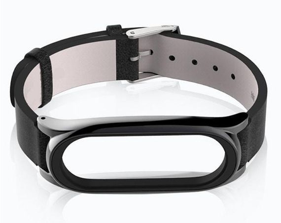 Шкіряний ремінець Primo Mijobs для фітнес-браслета Xiaomi Mi Smart Band 7 - Black | Зображення 2