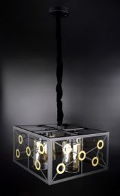 Люстра підвісна LOFT на 4 лампочки 25757 Чорний 30-90х40х40 см.