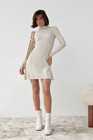 Базове плаття міні в рубчик колір бежевий розмір M FL_000808