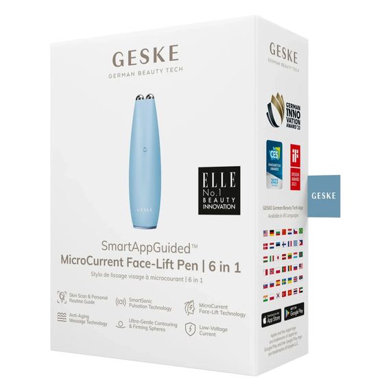 Мікрострумова ручка для підтяжки шкіри обличчя GESKE MicroCurrent Face-Lift Pen 6в1 white, Блакитний | Зображення 7