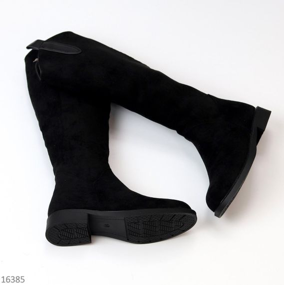 Повсякденні високі чорні зимові чоботи замшеві низький хід | Зображення 7