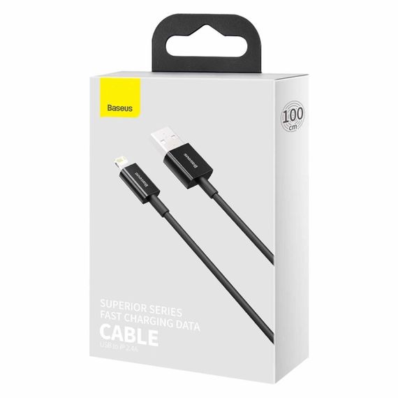 Кабель Baseus Superior Series USB to iP 2.4A 1m Black | Зображення 1