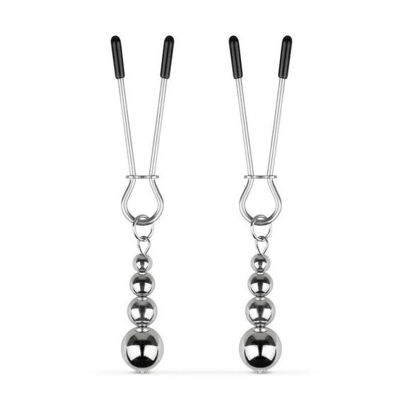 Затискачі для сосків Bedroom Fantasies: Nipple Clamps with Beaded Chain - Silver Sex Aura | Зображення 2