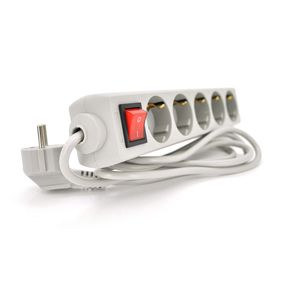 Мережевий подовжувач RITAR G530CU, 220В 10А,  5 розеток, 3,0 м, переріз 3х0,75мм CU, сірий Q50