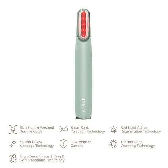 Пристрій для зміцнення і тонізації шкіри обличчя з поворотною головкою GESKE Skin Firming Wand 7в1 green | Зображення 1