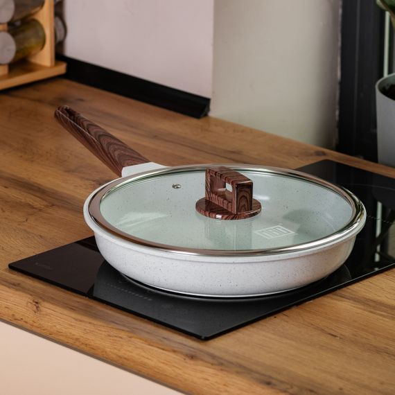 Алюминиевая сковорода 2,7 л с керамическим антипригарным покрытием Ø 28 см белая MGC HP-4-467 | Зображення 5