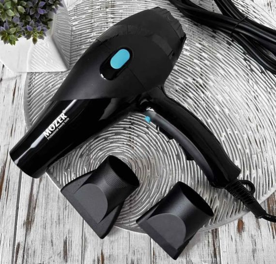 Фен для сушіння укладання волосся Mozer Edition MZ-3100 6000 Вт два концентратори Чорний | Зображення 3