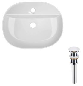 Комплект Qtap Scorpio: Раковина накладна овальна 500x380x120 мм White + Донний клапан PU02 (QT14112202WN47313)