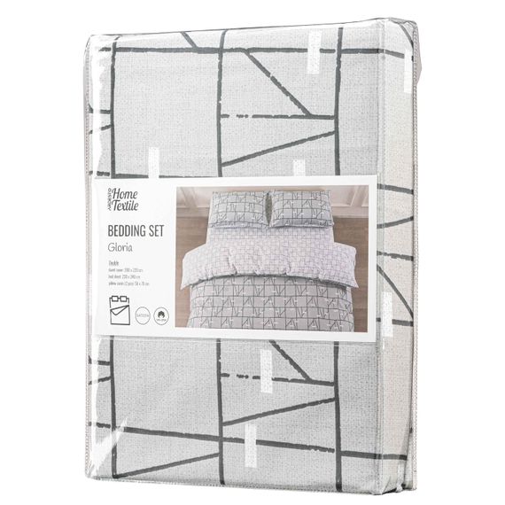 Набір постільної білизни 2,0сп Ardesto Gloria, 200х220см, 100% бавовна, сатин, геометрія, сірий (ART2022PG) | Зображення 1