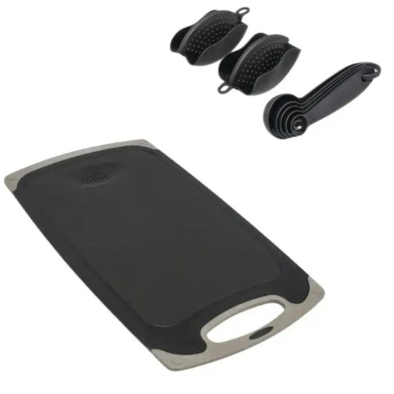 Набор кухонных принадлежностей 25 предметов с двойной подставкой разделочной доской набором ножей прихватками | Зображення 8