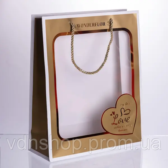 Набор подарочных пакетов из бумаги Love с окошком 12 шт 26×10×32 см HP-10359-18 | Зображення 6