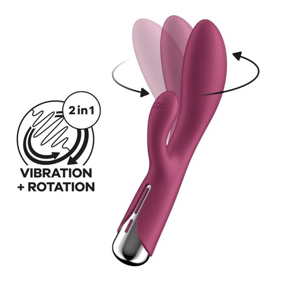 Вібратор-кролик з ротацією Satisfyer Spinning Rabbit 1 Red, 3 мотори Sex Aura