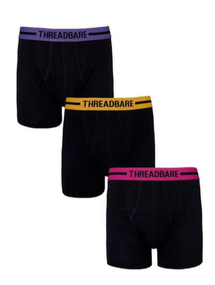 Набор мужских анатомических трусов боксеров Threadbare Black Hipster Boxers 3 шт.