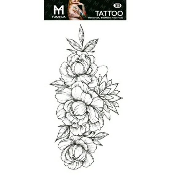 Тату tattoo тимчасове тату наклейка на тіло бутони троянд