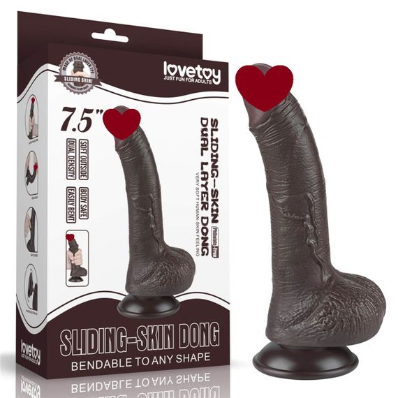 Фалоімітатор 7,5'' Sliding Skin Dual Layer Dong Black Sex Aura