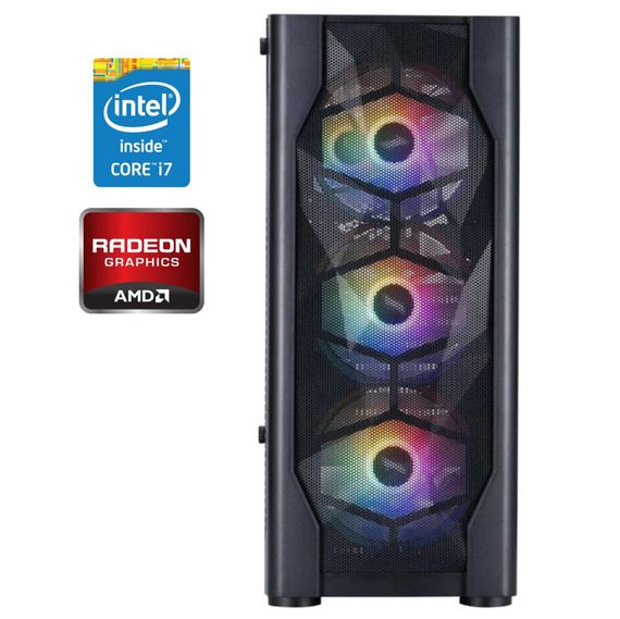 Игровой ПК 1stPlayer D4-BK-4F1 Tower / Intel Core i7-6700 (4 (8) ядра по 3.4 - 4.0 GHz) / 16 GB DDR4 / 480 GB SSD + 1000 GB HDD / AMD Radeon NITRO RX 470, 8 GB GDDR5, 256-bit / 650W б/у