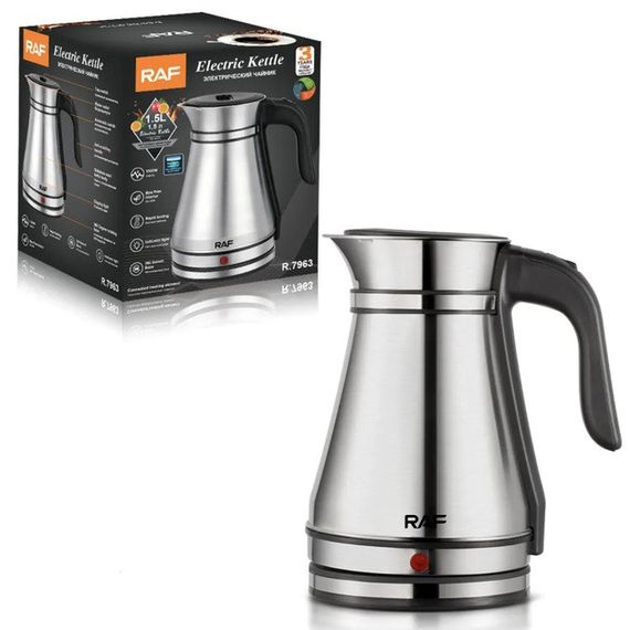 Электрический чайник-турка RAF R.7963 1.5 л, 1500 Вт нержавеющая сталь быстрое кипячение IX-745 авто | Зображення 3