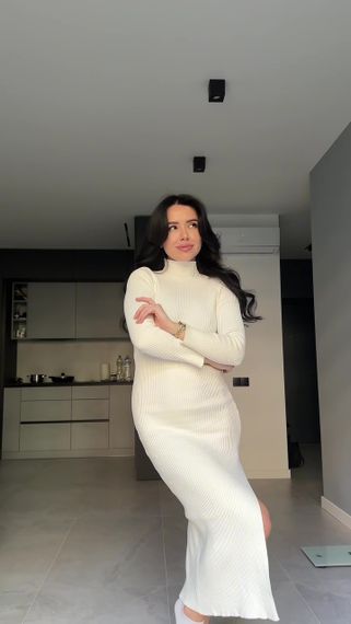 Платье MAXI длинное приталенное с разрезом молочное 🖤🔥 M-L | Зображення 3