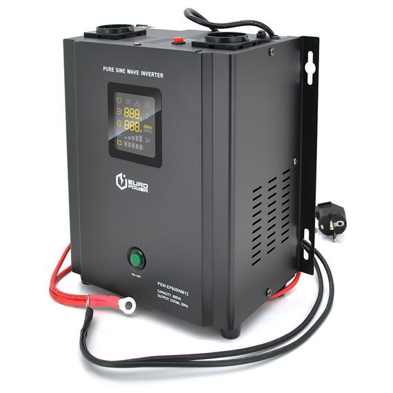 ДБЖ з правильною синусоїдою Europower PSW-EP800WM12 (480 Вт) 5/10А  настінний, під зовнішню АКБ 12В , Q2  (355*325*215) 5,75 кг