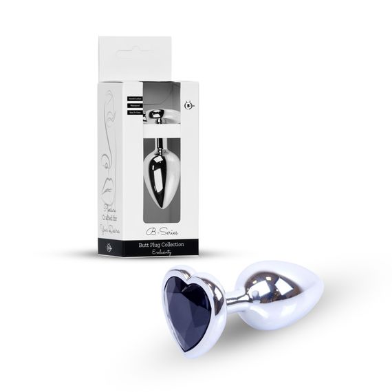 Анальна пробка - Jewellery Silver Heart Plug Black