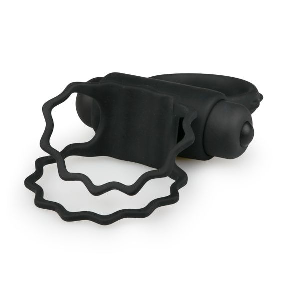 ET355BLK Эрекционное кольцо двойное Duo Cockring с вибро, черное sexstyle | Зображення 2
