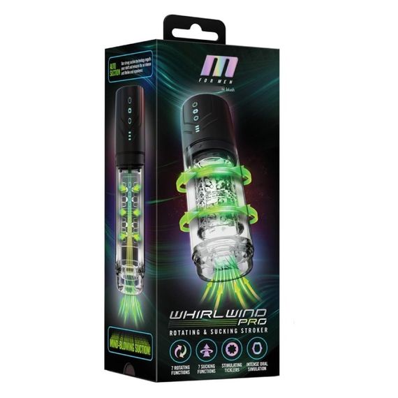 Мастурбатор Blush M For Men Whirlwind Pro з ротацією та всмоктуванням, прозорий sexstyle | Зображення 5
