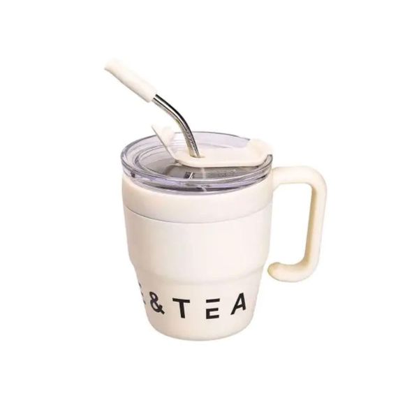 Термокружка Coffee & Tea с трубочкой бежевая HP-14-23BE