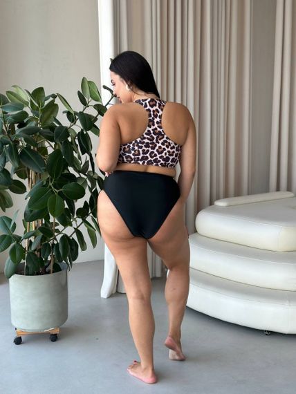 Роздільний леопардовий купальник PLUS SIZE з високими плавками та утяжкою | Зображення 1