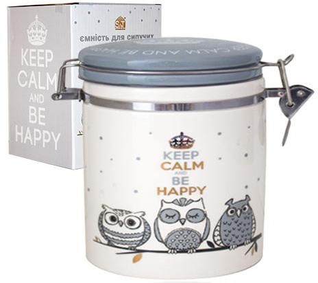 Банка керамічна Be Happy "Совушки» 500мл, кришка з засувкою | Зображення 1