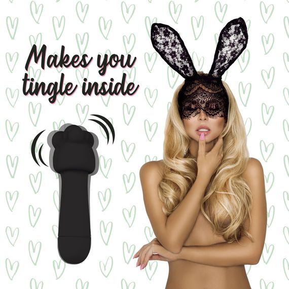 Міні-вібратор FeelzToys Mister Bunny Black з двома насадками | Зображення 2