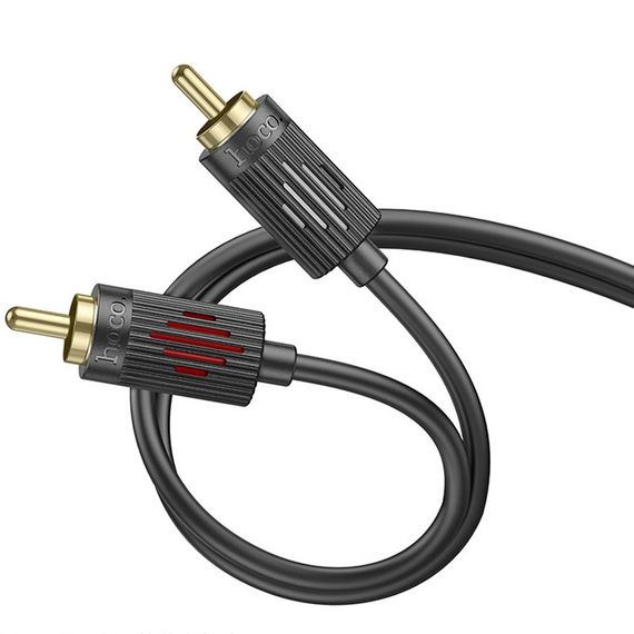 Кабель аудіо Hoco UPA29 2 RCA to 2 RCA red and white double lotus (1.5m) Black | Зображення 1