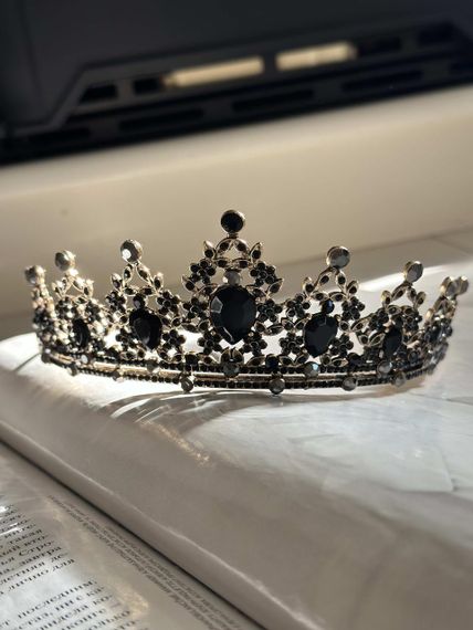 Тіара, корона з кристалами Чорний із золотом One size 13,5см (2029) | Зображення 3