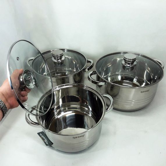 Набір каструль Rainberg RB-605 капсульне 9-ти шарове дно | Зображення 6