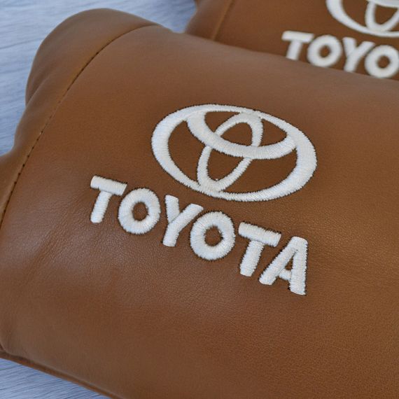 Набір шкіряних подушок 2шт на підголівник Toyota. Комфортні ортопедичні подушки,Тойота | Зображення 9