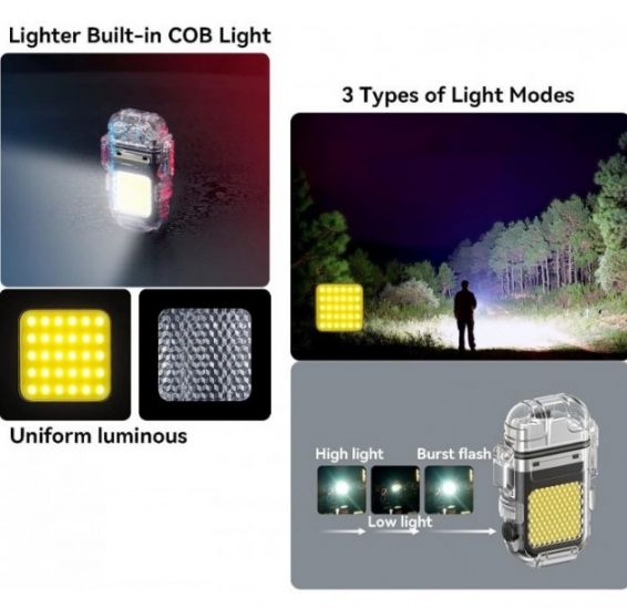 Електроімпульсна запальничка Flashlight 9258 спіральна USB запальничка з ліхтариком | Зображення 2