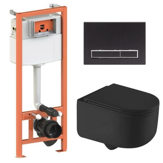 Набір Qtap Nest 4 в 1 підвісний унітаз Taurus Ultra Quiet 490х360х380 + комплект інсталяції QT2433084EUQMB46185