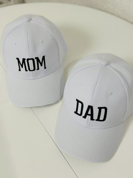 Комплект кепок бейсболка парна Тато Мама (Dad Mom) 56-60р Білий  (8089)