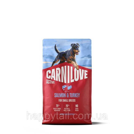 Беззерновий сухий корм Carnilove Active Salmon & Turkey Small Breed для собак малих порід лосось та індичка 4 кг