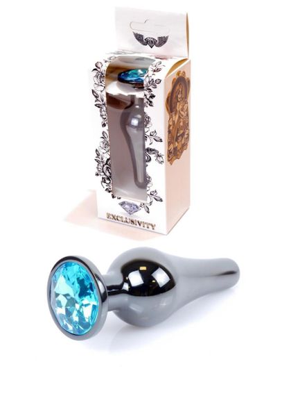 Анальна пробка - Jewellery Dark Silver Long Plug Light Blue sexstyle