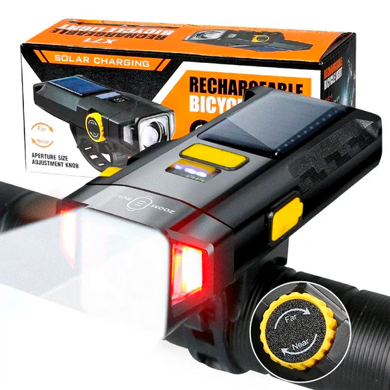 Велофонарь X17-30W, 2LED, красные габариты, солнечная батарея, ЗУ Type-C | Зображення 2