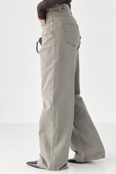 Джинси Palazzo із затяжками на талії - сірий цвет, 40р (є розміри) | Зображення 4