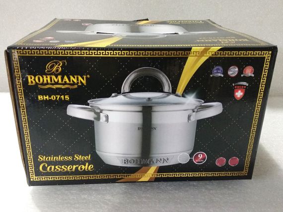 Каструля Bohmann BH-0715-24, 6. 5 л, 24 см, з нержавіючої сталі з кришкою, для всіх типів плит | Зображення 6