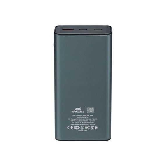 Портативний зарядний пристрій Rivacase, 20000 mA, RIVAPOWER VA1022 (Grey) | Зображення 3