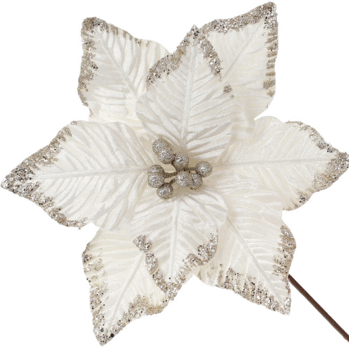 Декоративна квітка Пуансетія 29см білий із шампанью БОНА ДИ