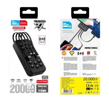 Павербанк Power Bank Paleon PLO-EF20MAX USB x 2 Micro-USB Type-C 20000 mah чорний (PLO-EF20MAX_976) | Зображення 1