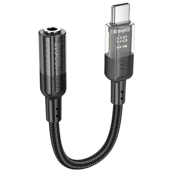 Перехідник Aux Hoco LS37 Spirit transparent external sound card Type-C to 3.5mm Black