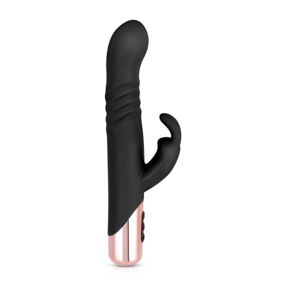 Вібратор-кролик Rosy Gold - Rabbit Vibrator with thrusting function - Black Sex Aura | Зображення 1