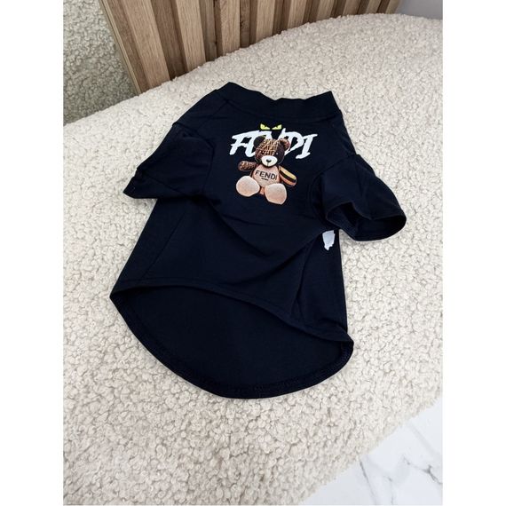 Брендовая футболка для собак и котов Fendi Teddy Bear Black | Стильная черная одежда для питомцев | Зображення 3